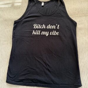 American Apparel Black Tank Top with White Text